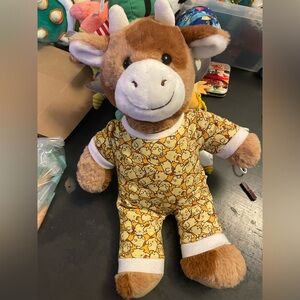 Adorable Plush Cow in Yellow Pajamas